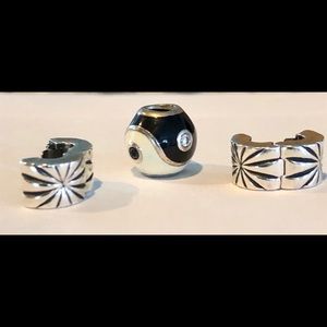 Retired Pandora Charms-Yin Yang and 2 clip charms